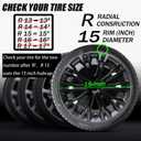 Hubcap Wheel Cover Replacement R15 Hub Caps Universal-Fit Steel Wheel Rim Cover ABS Material Exterior Accessories for Car Truck SUV -Set of 415-inchBlack
