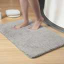 Luxury Quick Dry Non-Slip Bathroom Rugs【24'' x 36'' Light Grey】 Highly Absorbent Washable and Ultra Soft, Extra Thick Fluffy Bath Mats for Shower/Kitchen/Bathtub Floor