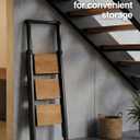3 Step Ladder,Folding Step Stool with Aluminum Wide Pedal& Convenient Handgrip,330lbs Capacity Steel Ladder for Household and Office(Black &Woodgrain)