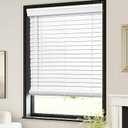 LazBlinds 2-inch Cordless Faux Wood Blinds with Royal Valance, Room Darkening Horizontal Window Blinds, Inside Mount Blinds for Windows - Actual Blinds Size: 46.625'' W x 48'' H - White