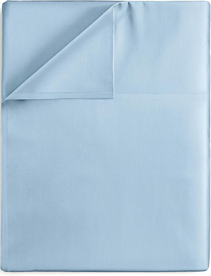 Queen Size Flat Sheet - Hotel Quality Top Flat Bed Sheet Only - Ultra-Soft, Breathable & Cooling - Fade & Wrinkle Free - Easy-Care, Stain & Shrink Resistant Bedding - Easy-Fit & Oeko-Tex - Light Blue (19 - Baby Blue)
