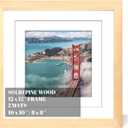 12x12 Wood Picture Frames for Wall Hanging or Tabletop,Diamond Painting Frame Baby Scan Picture Frames with 2 Mats Display 8x8 or 10x10 for Family Walls (Natural)