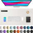 Aothia Leather Desk Pad Protector, Mouse Pad, Office Desk Mat, Non-Slip PU Leather Desk Blotter, Laptop Desk Pad, Waterproof Desk Writing Pad for Office and Home (23.6" x 13.7", Off-White)