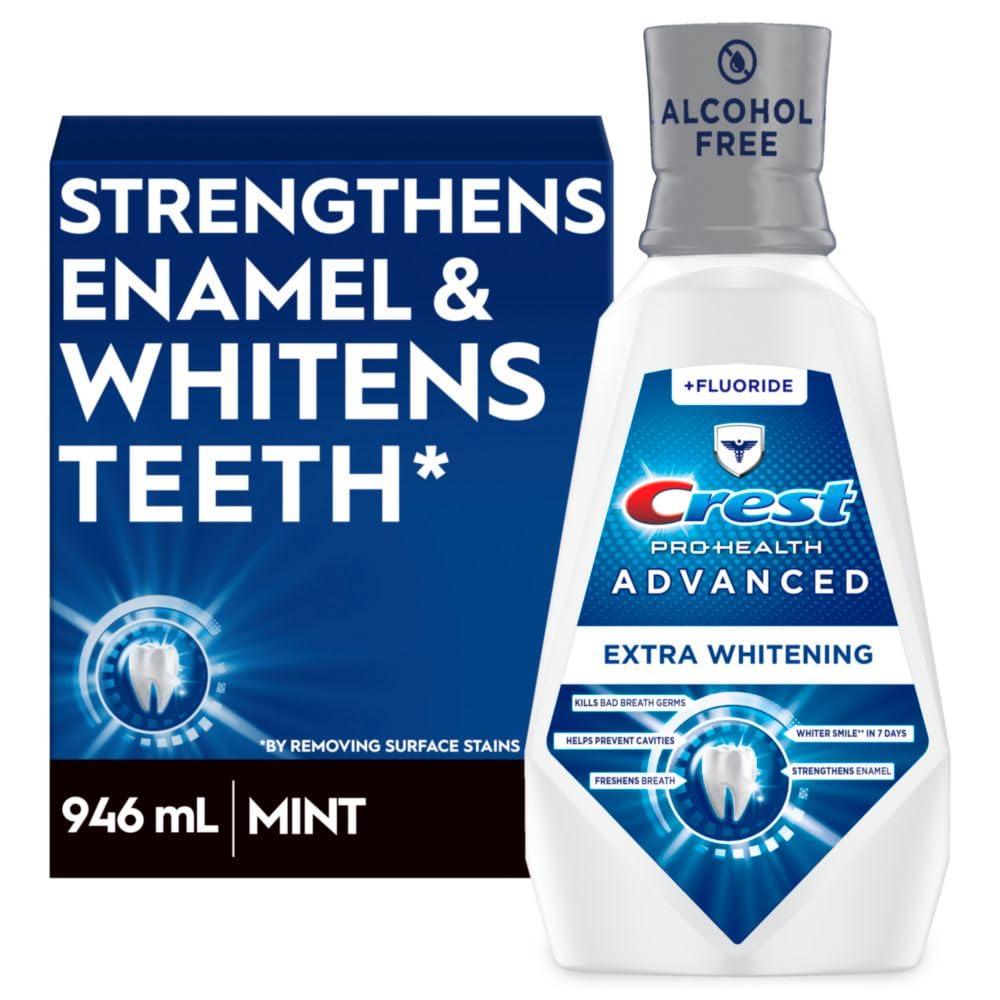 Crest Pro-Health Advanced Mouthwash, Free, Extra Whitening, Energizing Mint Flavor, 946 mL (32 fl oz)