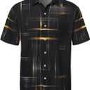 Hardaddy Men's Hawaiian Shirt Short Sleeves Printed Button Down Summer Beach Casual Shirts (3X-Large, Black)