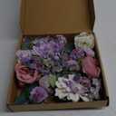 Kisflower Purple Artificial Flowers Combo Cake Flowers Decorations Fake Peony Silk Roses Gift Box for DIY Wedding Bridal Bouquet Centerpieces Arrangements Party Baby Shower Holiday Decor (Purple)