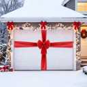 Suncalla Christmas Garage Door Bow Decoration Giant mesh Bow Garage Door Wrapping DIY Outdoor Xmas Decorations
