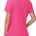 TACVASEN Women's V-Neck Polo Shirts UPF 50+ Short Sleeve Sun Protection Quick Dry Golf Polos Collared Shirt (Pink, Large)