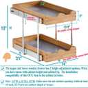OCG Pull Out Drawers For Cabinets 14"W x 21"D, 2 Tier Heavy-Duty Slide out Wood Drawer Shelf, Pull Out Drawer for Cabinets, Base Cabinet Organization for Kitchen, Pantry, Bathroom