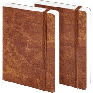 Funto Watercolor Journal, 7.5x5, 2 Packs, 44 Pages Each, Cold-Pressed 100% Cotton, Pearlescent PU Leather Brown Cover, Art Supplies for Mixed Media