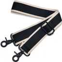 Wide Purse Strap Adjustable Replacement Crossbody Bag Strap Silver Hardware Shoulder Straps (Black Hardware-black Rice-801)