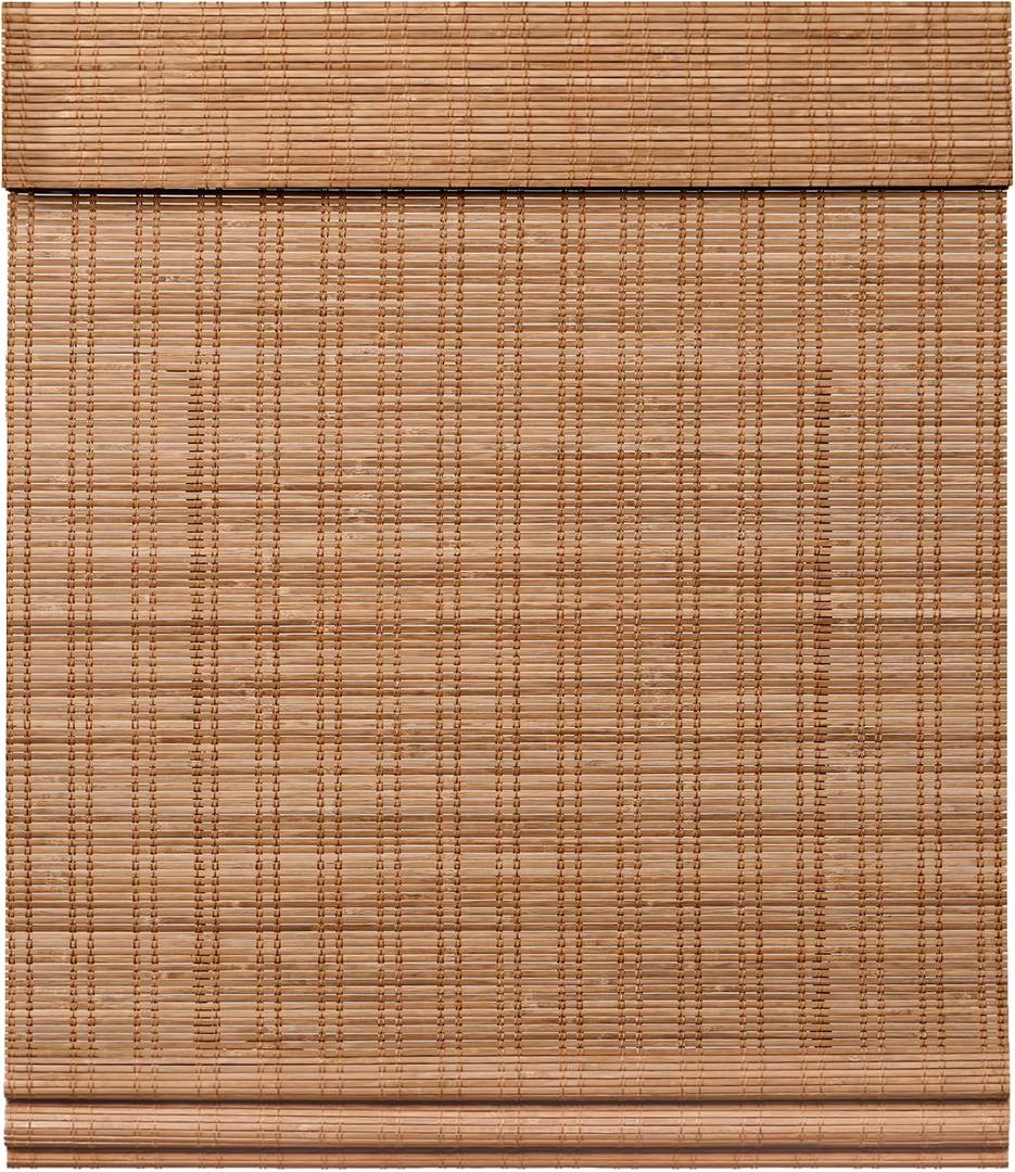 LazBlinds Cordless Bamboo Roman Shades, Light Filtering Window Treatment, Roll Up Bamboo Blinds for Windows, 34'' W x 60'' H