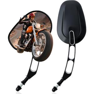 MRGDLKY Black ​Motorcycle Mirrors 8MM - Heavy Duty Rear Vew Mirror Side Hollow Rod Arrow Compatible with Touring Sportster Softail Road Glide Electra Street Glide Road King Dyna Ultra Vrod 1982-2025, HD 8MM Bolts