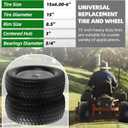 AR-PRO (2-Pack) 15x6.00-6 Flat Free Tire and Wheel, Solid Lawn Mower Front Tires with 3" Centered Hub, 3/4" & 5/8" Bearings and 1" Bushings, Compatible with Riding Mower Lawn Tractor