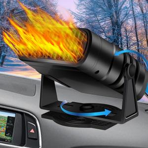 New 2025Portable Car Heater Fast Demisting Defroster, 12V 150W Automobile Heater Can Heat Rapidly in 60 Seconds with Heating & Cooling & Air Purify, Car Fan Windshield Defroster (LT-N201)