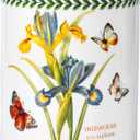 Floral Kitchen Utensil Holder, 7.1 Inch Large Ceramic Crock, Sunflower Pattern, White Kitchen Counter Organizer (iris)