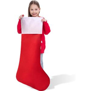 JOYIN 38" Jumbo Christmas Stocking, Personalized Extra Large Xmas Stockings, Felt Giant Soft Red Christmas Decor for Kids Adults Family Xmas Party Decorations Gifts