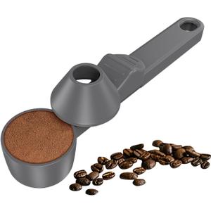 Coffee Scoop & Funnel for Reusable K Cup Refillable Coffee Pods, Coffee Measuring Spoon 2 Tablespoon Capacity, Scoop with Funnel for Ground Coffee, Protein Powder, Tea (Grey, 1 Pack)
