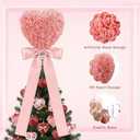 Soulchen Valentine Day Tree Topper 11.8 Inch Heart Tree Topper with Bow Rose Valentines Trees Ornaments Decorations for Valentine's Day Wedding Holiday Party Supplies(Pink)
