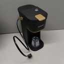 Single Serve One Cup Coffee Maker, for K Cups and Grounds, Mini Coffee Maker with Portable Handle, 6 to 12 Oz Brew Size, for Travel, Camping, Office, RV and Dorm, 120V, Black and Gold