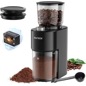 SOWTECH Anti-static Conical Burr Coffee Grinder, Adjustable Electric Mill, 38 Precise Grind Settings, Precision Timer, for Espresso, Drip and French Press, Black