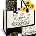 YeohJoy 40th Birthday Gifts for Women Canvas Tote Bag Travel Gear, Unique 40 Years Old Birthday Gifts for Mom Wife Aunt Friends Her, Vintage 1986 Handbag & Cosmetic Bag & Back in 1986 Poster