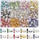 QUEFE 720Pcs Rhinestone Spacer Beads for Jewelry Making, Rondelle Crystal 8mm Bead for Necklaces, Bracelet Pendants (12 Colors)