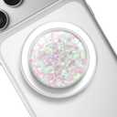 Transparent Magnetic Phone Grip Compatible with MagsafeCollapsible Mobile Phones Stand Holder for Smartphone Tablet Cell Phone Accessory - Clear Crystal Pink Glitter