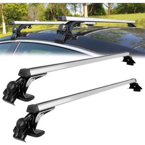 Universal 48" Car Top Roof Rack Cross Bar Luggage Cargo Carrier w/3 Kinds Clamps, Silver Aluminum, 165 lb Loading Capacity
