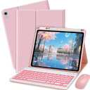 Keyboard Case for iPad 10th / A16 11th Generation 2022/2025-7 Colors Backlit Keyboard Cover and Mouse (Pink)