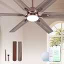 Minislak 52" Oil Rubbed Bronze Smart Ceiling Fan with Light via WiFi Alexa,6-Speeds Quiet DC Motor,Dimmable,Outdoor Antique Bronze Large Ceiling Fan for Living Room,Bedroom,Dual Finish 6 Blades