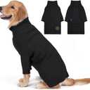cyeollo Warm Stretchy Sweaters for Medium to Large Dogs Boy & Girl, Pullover Knitted Thermal Winter Big Dog Clothes with Sleeves Turtleneck Pet Beagle Border Collie Apparel, Black XXL