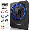 1200W Subwoofer, Slim Underseat Car Subwoofer and Amp Package with Ambient Light, Individual Control for Low Pass/Gain/Boost Bass, Loud Stereo Sound, Deep Bass Perfect for Truck/SUV/Jeep/MPV (Black)