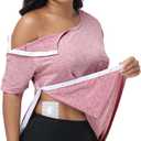 CASMON Post Shoulder Surgery Shirts for Women, After Rotator Cuff Tear Away Full Open Side Snap Adaptive Clothing Unisex (S)