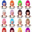 Blue Wig and Party Sunglasses, Color Bob Wig, Cosplay Wigs and Party Wigs, Rainbow Wig with Neon Glasses Blue Wig for Women - Bachelorette Party Wigs Decorations Favors (Blue)