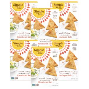 Simple Mills Veggie Pita Crackers, Himalayan Salt - Gluten Free, Vegan, Healthy Snacks, Paleo Friendly, 4.25 Ounce (Pack of 6)