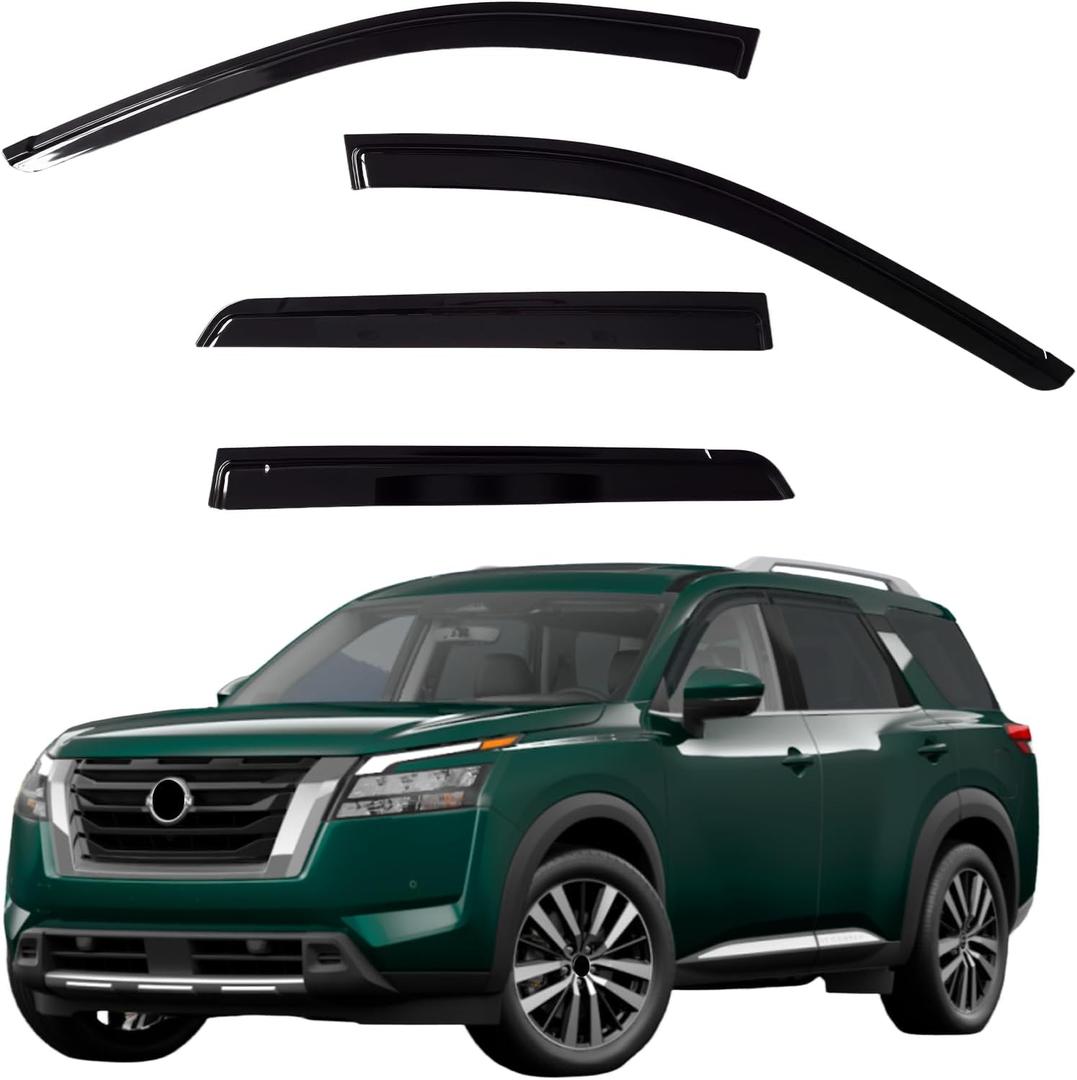 Window Visors Rain Guards fits 2022-2026 Nissan Pathfinder, Window Wind Deflectors Vent Shades Accessories, Out-Channel, Dark Smoke 4 Pcs, 2023 2024 2025