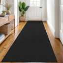 KOZYFLY Runners for Hallways 3x8 ft Washable Kitchen Runner Non Slip Rubber Backed Hall Runners Cotton Entryway Runner Rugs Floor Carpet for Indoor Backdoor Bedroom Kitchen, Black/Dark Grey