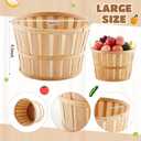 Marsui 4 Pcs Jumbo Half Bushel Baskets, 14 x 9.5 Inch Large Round Wooden Apple Basket with Handles Handcrafted Produce for Farmers Market Harvest Fruit Plants or Commercial Use