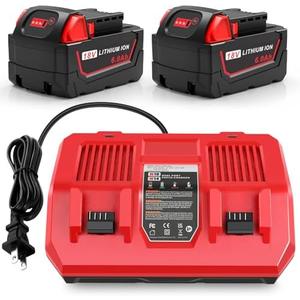 WECACHWE 6.0Ah 18V Battery Replacement for Milwaukee 18V Battery and Dual-Port Rapid Charger 48-11-1840 48-11-1828 48-11-1820 48-11-1815 48-11-1850 48-11-1860 48-11-1890