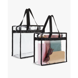 Juvale Clear Stadium Approved Bags - 12x6x12 Large Transparent Tote Bags with Zippers and Handles