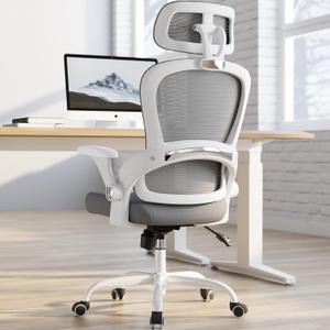 TRALT Office Chair - Ergonomic Office Chair with Back Support, Computer Chair - Home Office Desk Chairs, 330lbs Wide Seat Big and Tall Office Chairs with Headrest, Comfy Desk Chairs (Grey), Medium