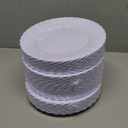 U-QE 100 Pieces White Plastic Plates - 9 Inch White Disposable Plates - Washable & Reusable - Premium Hard Plates - Party Supplies for Party, Celebrations, Travel, Wedding, Party and Events