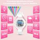 Kids Digital Watch for Boys Girls, Waterproof LED Colorful Lights Sports Watch Suitable for 5-17 Years Old Teenagers (with Gift Box) (B-white/pink)