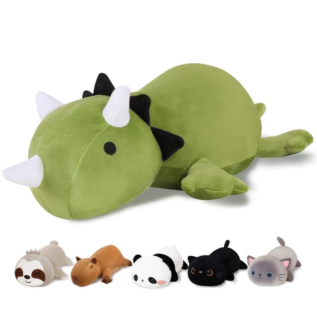 Weighted Dinosaur Stuffed Animals, Cute Weighted Dino Plush, Soft Stuffed Weighted Plushie Pillow Gifts for Girls Boys(9.8" 0.8Lbs)