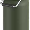 128 oz Insulated Water Jug with Straw Lid and Handle, One Gallon Stainless Steel Double Vacuum Water Bottle for Hot & Cold Drinks - Sweat Proof, Great for Travel, Hiking, Camping - Olive Green