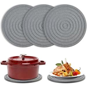 3 Pack Diatomite Stone Drying Round Trays for Kitchen Counter Decor Trivets for Hot Dishes Decorative Bathroom Sink Tray Silicone Ceramic Trivets for Hot Pots and Pans Large Coasters Marble Trivet