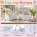 2 Pcs Rabbit Storage Baskets 14x10 Inch Cute Bunny Gift Basket Spring Laundry Foldable Fluffy Plush Storage Bin with Handle Decorative Closet Organizer for Home Office Car Countertop Tabletop