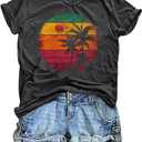 Women's Vintage Floral T Shirt Boho Wildflower Graphic Loose Tees Short Sleeve Casual Tops L