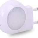 EU 2-pin Plug - Portable Plug-in 0.7W Travel LED Night Light with USB Wall Charger - 2 Pack of White